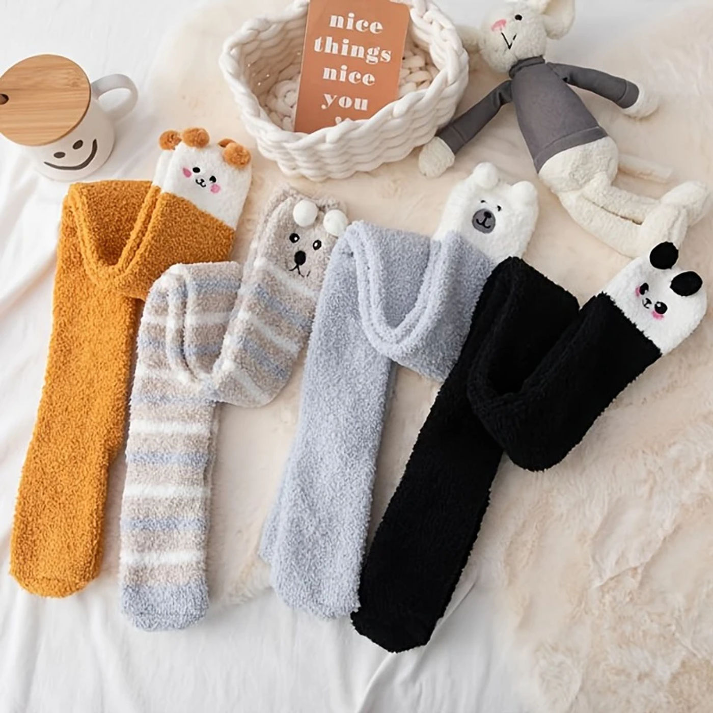 Description Picture 3 of item1Pair Women's Cozy Thigh-High Fuzzy Socks Soft Warm Cartoon Over The Knee Sock Cute Comfortable Fashion High Quality Sox Female