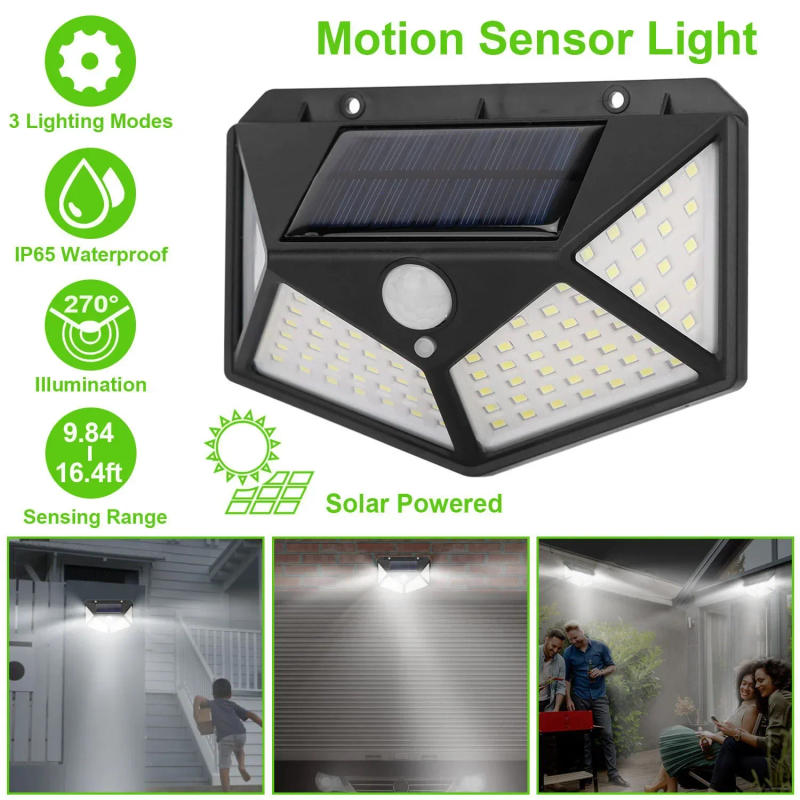 Description Picture 6 of item1/2/4/5/10Pcs 100 LED Wall Lights Outdoor Solar Lamp PIR Motion Sensor Solar Powered Sunlight Street Light for Garden Decoration