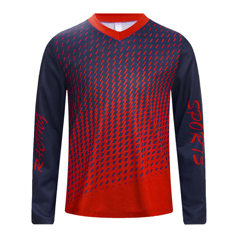 Description Picture 6 of itemKids Boys Cycling Jersey T-shirt Printed Athletic Shirt Tops V-Neck Long Sleeve Child's Basketball Football Training Clothings