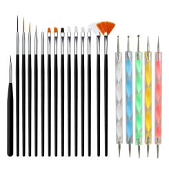 5/15/20Pcs Nail Art Brush Design Tip Painting Drawing Nail Brushes Set Dotting Pen Liner Acrylic UV Gel Polish Manicure Tools