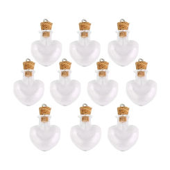 10pcs glass cork bottle glasses ampoules wool bottle pendants heart form
