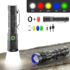 5 color bead lampshade tail magnet telescopic zoom waterproof rechargeable usb led tactical torch light lantern flashlight