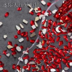 100pcs Mini Shaped Crystal Red Nail Art Rhinestones Mix Flatback Glass Nail Stones Gems For 3D Nails DIY Manicure Decorations