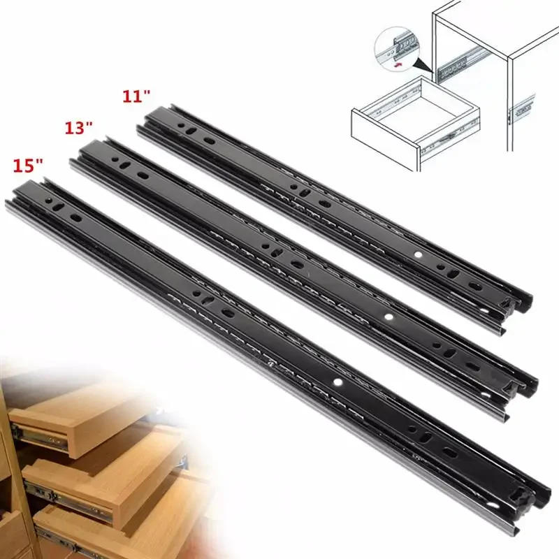 Description Picture 3 of item3 Section Soft Close Ball Bearing Drawer Slides Full Extension Side Mount Runner Damping Buffer Cabinet Rails 11/13/15inches