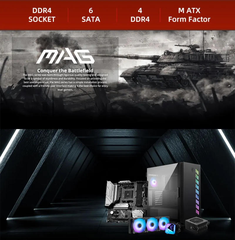 Description Picture 3 of itemMSI AM4 NEW MAG B550M MORTAR MAX WIFI +Ryzen 7 5700X B550 CPU KIT For Gaming Desktop