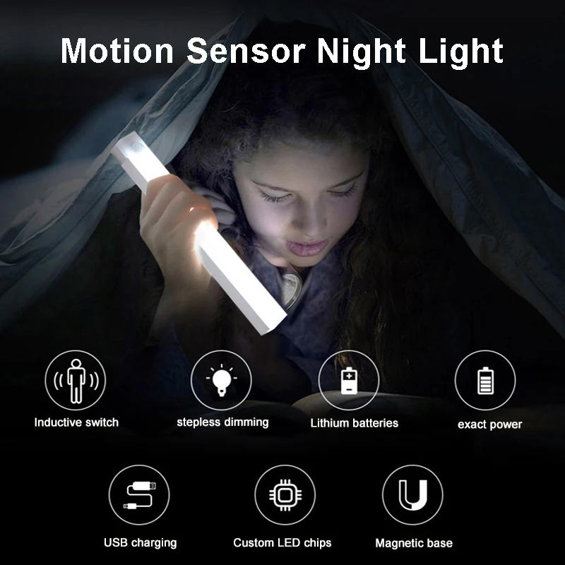 Description Picture 2 of itemMotion Sensor Light Rechargeable LED Night Light Portable Under Cabinet Light with Magnetic for Bedroom Kitchen Closet Staircase