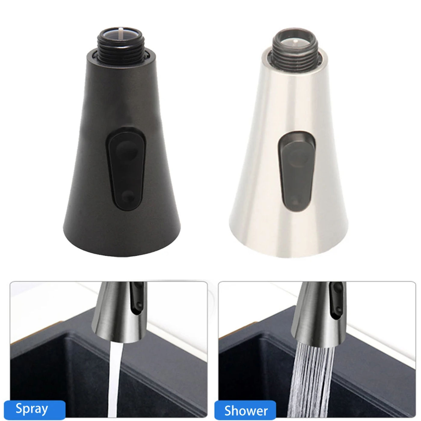 Description Picture 2 of itemFaucet Spray Tap Head Kitchen Brushed Engineering Grade Faucet Kitchen Tap Head Mixer Tap Plastic Replacement Sink