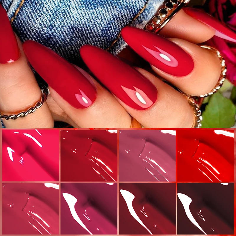 Description Picture 6 of itemMEET ACROSS 7ml Red Series Gel Nail Polish Glitter Red Winter Nail Art Varnish Semi Permanent Soak Off UV Gel For Nails