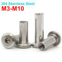 1-10pcs M3 M4 M5 M6 M8 M10 304 Stainless Steel Large Flat Hexagon Hex Socket Head Rivet Connector Insert Joint Sleeve Cap Nut