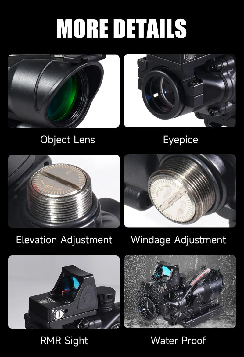 Description Picture 4 of item4X32 Sight with Red Dot Real Fiber Optics Red Green Dot Illuminated RifleScope Etched Reticle Hunting Sight Scope for 20mm Rail