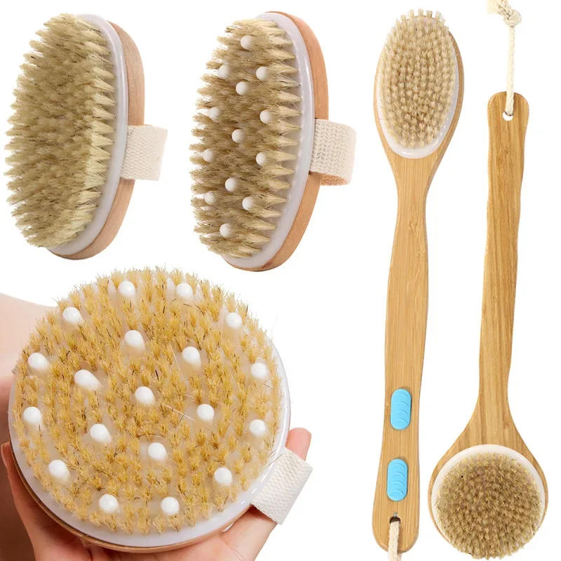 Description Picture 3 of itemWooden Detachable Long Handle Shower Body Brush Bathing Massage Back Body Exfoliating Brushes Bathroom Wash Brush Bath Tools 1Pc
