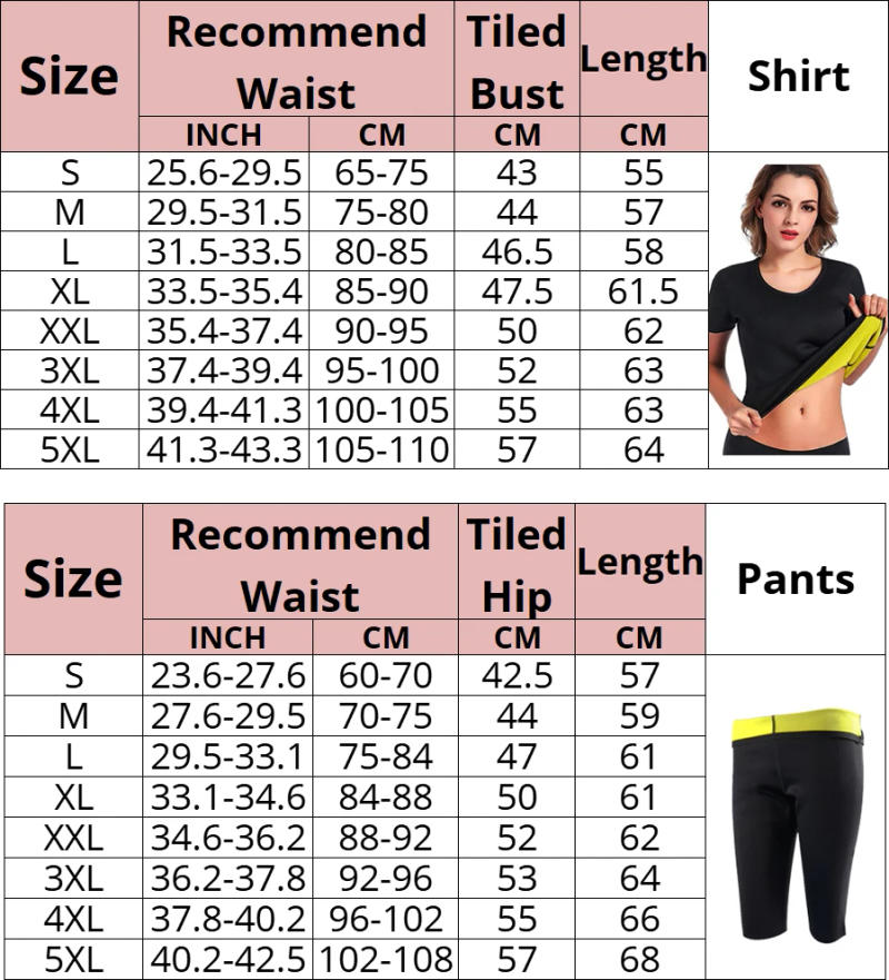 Description Picture 3 of itemCXZD Women Waist Trainer Shirt Slim Corset Neoprene Sauna Tank Top + Pant Weight Loss Body Shaper Shirts Fat Burn Shapewear