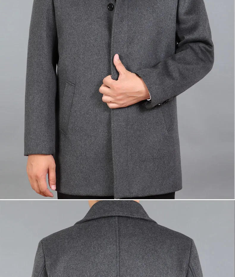 Description Picture 4 of itemnew arrival fashion casual luxury high quality outerwear men's woolen overcoat thick warm size M L XL 2XL 3XL 4XL