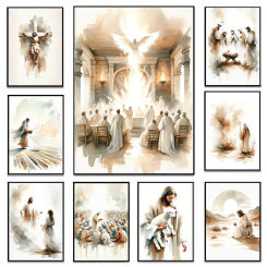 Jesus Sketch Canvas Posters Christian Bible Verse Shepherd Faith Prints Painting Decor Wall Art Poster Living Room Bedroom Decor