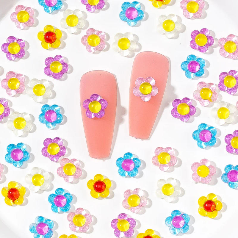 Description Picture 3 of item20pcs Ice Transparent Flower Nail Art Charms 3D Japanese Sun Petal Nail Rhinestones Decorations DIY Manicure Kawaii Accessories