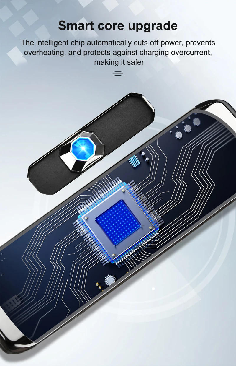 Description Picture 5 of itemDouble-sided Windproof Electric Touch Lighter Usb Rechargeable Metal Cigarette Lighter Flameless Smoking Cigarette Accessories