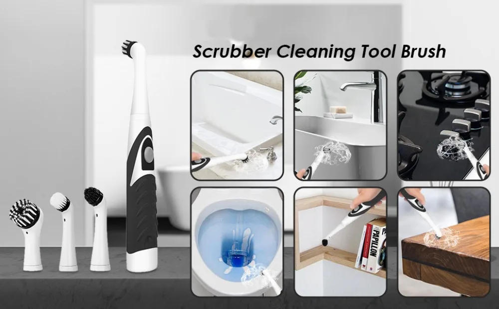 Description Picture 2 of itemElectric Cleaning Brush Scrubber Crevices Pool Cleaner 4 Replaceable Heads Power Scrubbing Bathroom Accessories for Home Kitchen