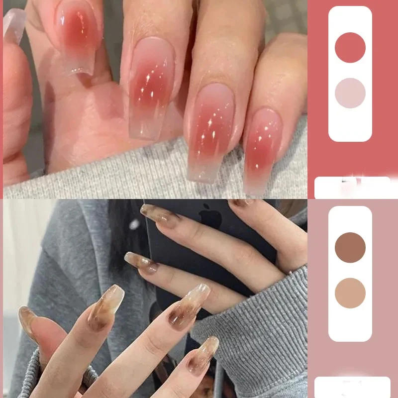 Description Picture 5 of itemMix 2 Sets Fake Nails Reusable Stick On Nails Press on Full Cover False Nail Tips with Jelly Stickers Makeup Accessories