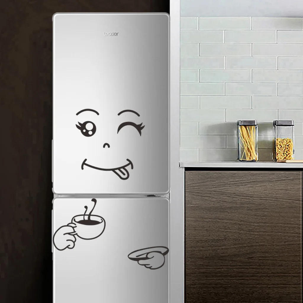 Description Picture 6 of itemFridge Cute Stickers Fridge Magnet Fridge Happy Delicious Face Kitchen Wall Stickers Art Cute Wall Sticker Home Decoration