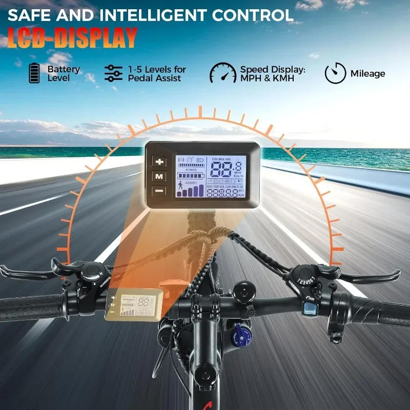 Description Picture 5 of itemNEW Electric Bike for Adults, Electric Mountain Bike, 26" Sunshine Commuter Ebike, LCD Display, 21Speed