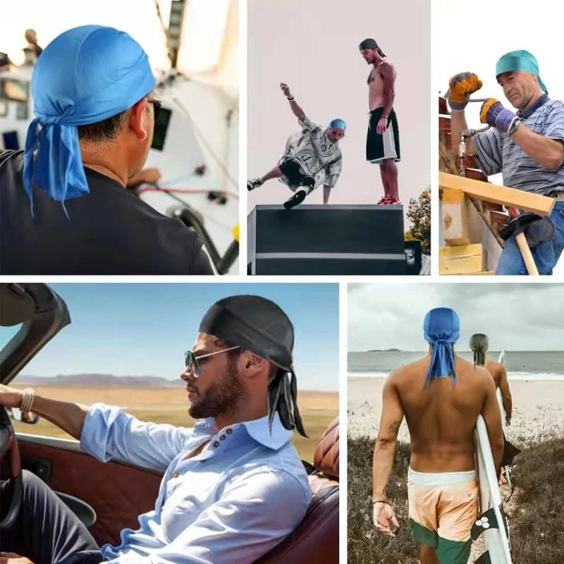 Description Picture 4 of itemMen Summer Quick Dry Cycling Cap Running Riding Hood Headband Head Scarf Breathable Bandana Man Pirate Hat Beach Small Caps