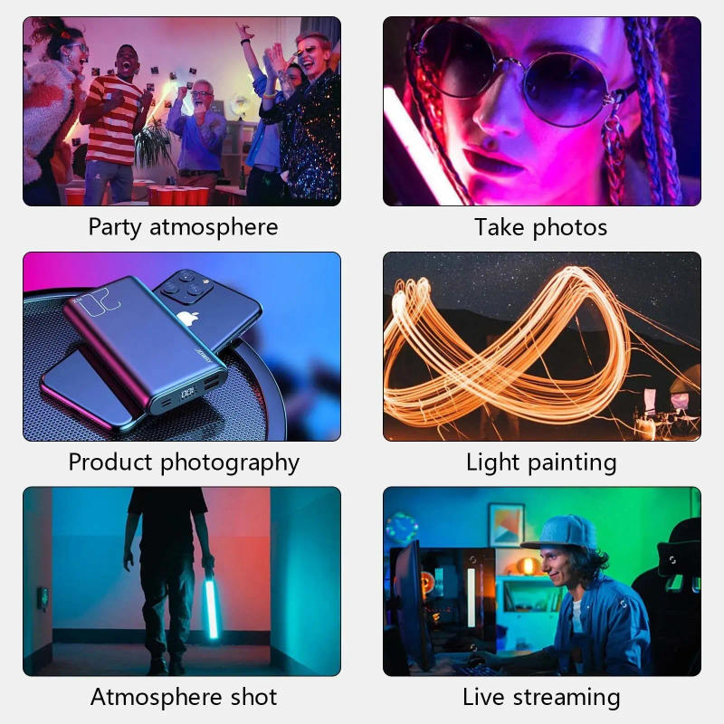 Description Picture 2 of itemRGB Photographic Lighting 2700-7500K Magnet Photography Mini Handheld LED Light Stick Tube Stick Lamp For Video Vlog Fill Light