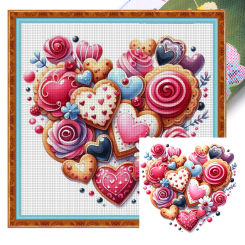 Full Embroidery Eco-cotton Thread 11CT Printed Heart Cross Stitch Kit Art50x50cm