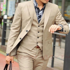 Mens Suits 3 Pieces with Notch Lapel Wedding Party Slim Fit Tuxedos Groom Terno Masculino Man Suits (Jacket+Pant+Vest)