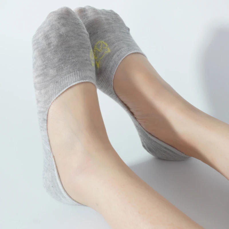 Description Picture 6 of item5 Pairs Summer Women Thin Invisible Boat Socks Set  Short Shallow Mouth Silicone Non Slip Embroidery Crew Cute Sock Slippers