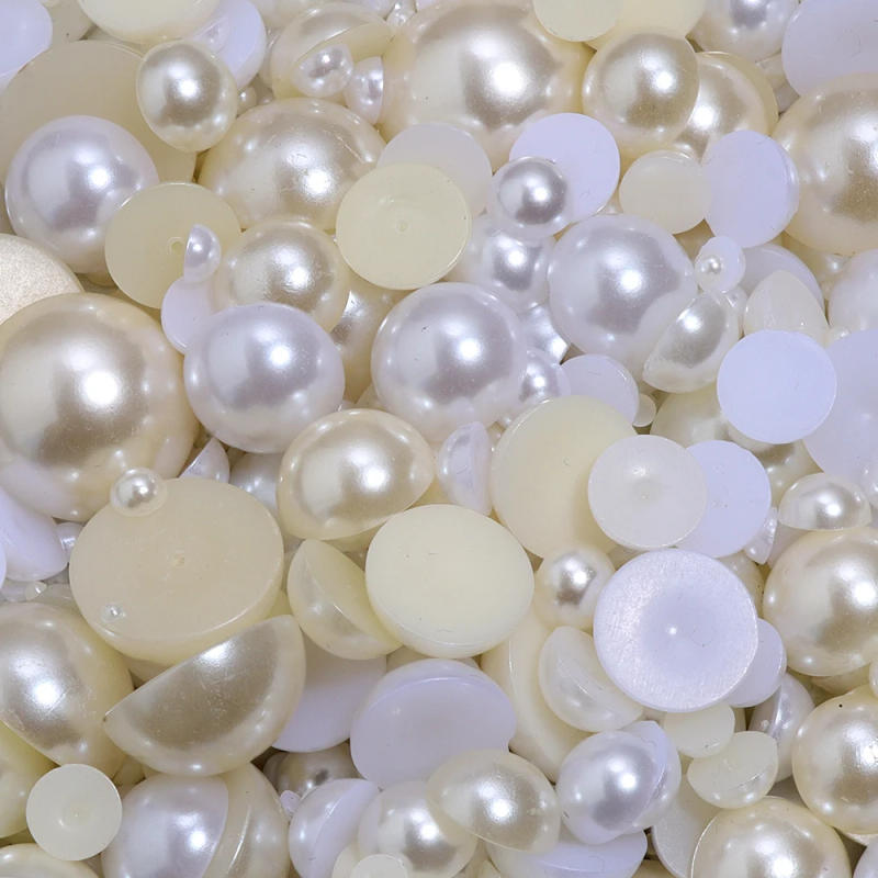 Description Picture 5 of itemWhite Ivory Beige 2/3/4/5/6/8/10mm-25mm all sizes Imitation Pearl ABS Plastic Half Round Bead For Nail Art DIY Craft Garment