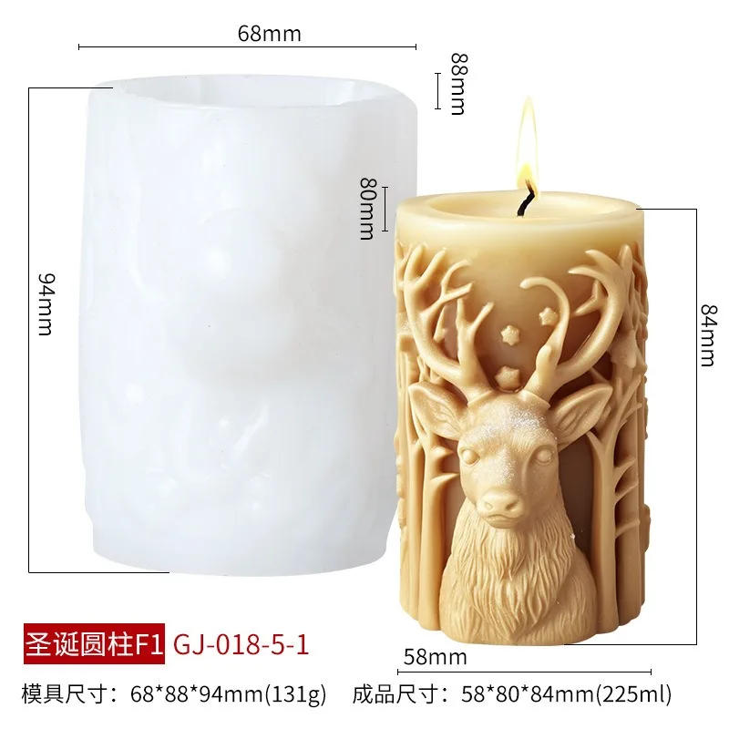 Description Picture 6 of itemChristmas Elk Cylindrical Scented Candle Silicone Mold DIY Christmas Tree Diffuser Ornament Mold Candle Molds for Candle Making