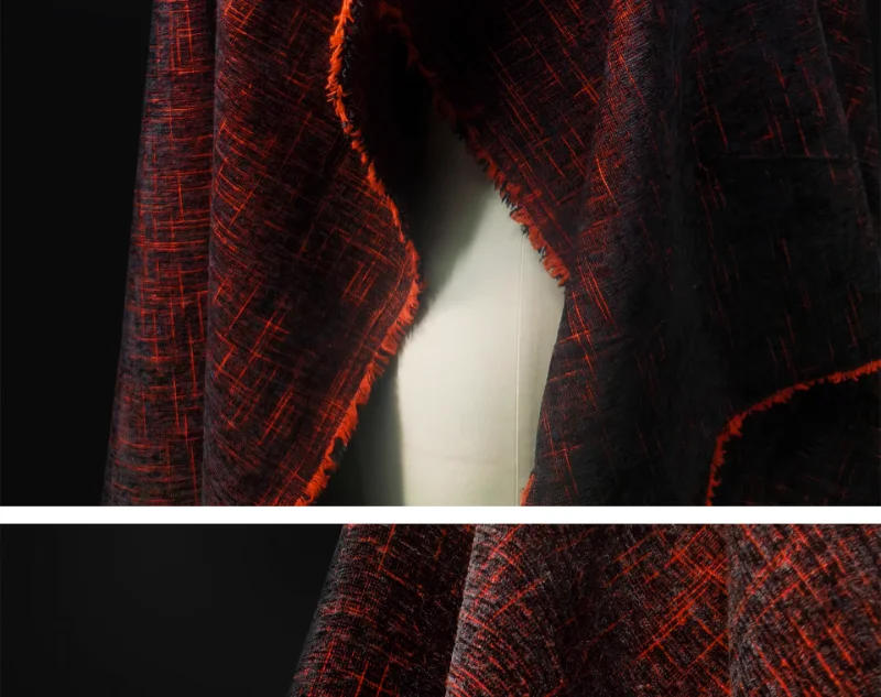Description Picture 5 of itemRed Velvet Fabric Dark Patterned Texture Creative Thick Clothing Windbreaker Cloth Apparel Diy Sewing Meters Material