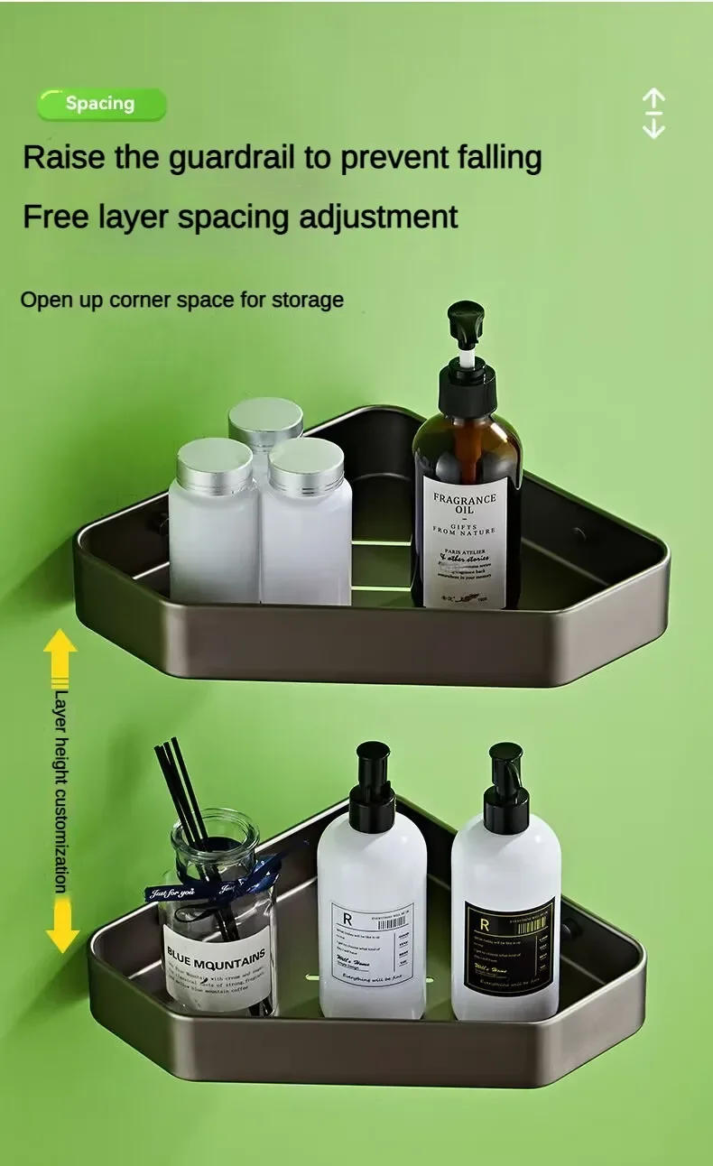 Description Picture 5 of itemSpace Aluminum Bathroom Hardware Set Bath Towel Rack Toilet Paper Holder Towel Hook Toilet Shelves Triangle Shelf Accessories