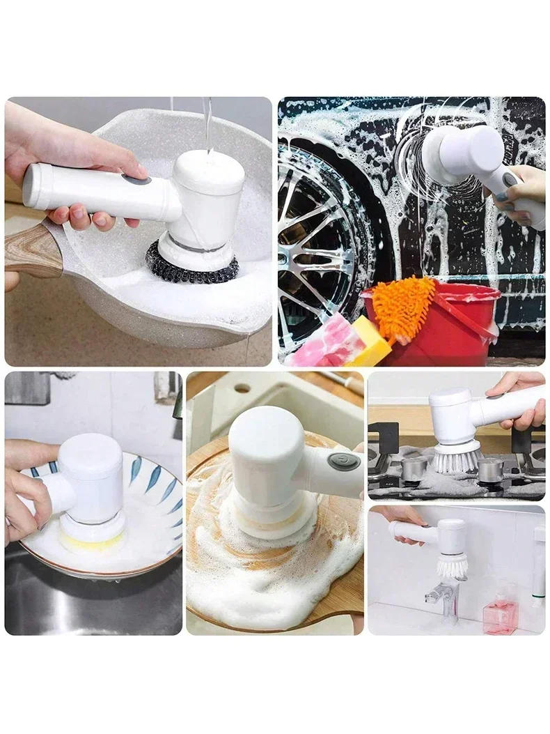 Description Picture 6 of itemElectric Spin Scrubber, Bathroom Cordless Cleaning Brush Power Scrubber with 5 Replaceable Brush Heads, Electric Cleaning Brush