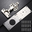 Stainless Steel Hinge Fixing Plate Kit Cabinet Door Hinge Repair Plate Bracket with Mounting Screw for Kitchen Furniture