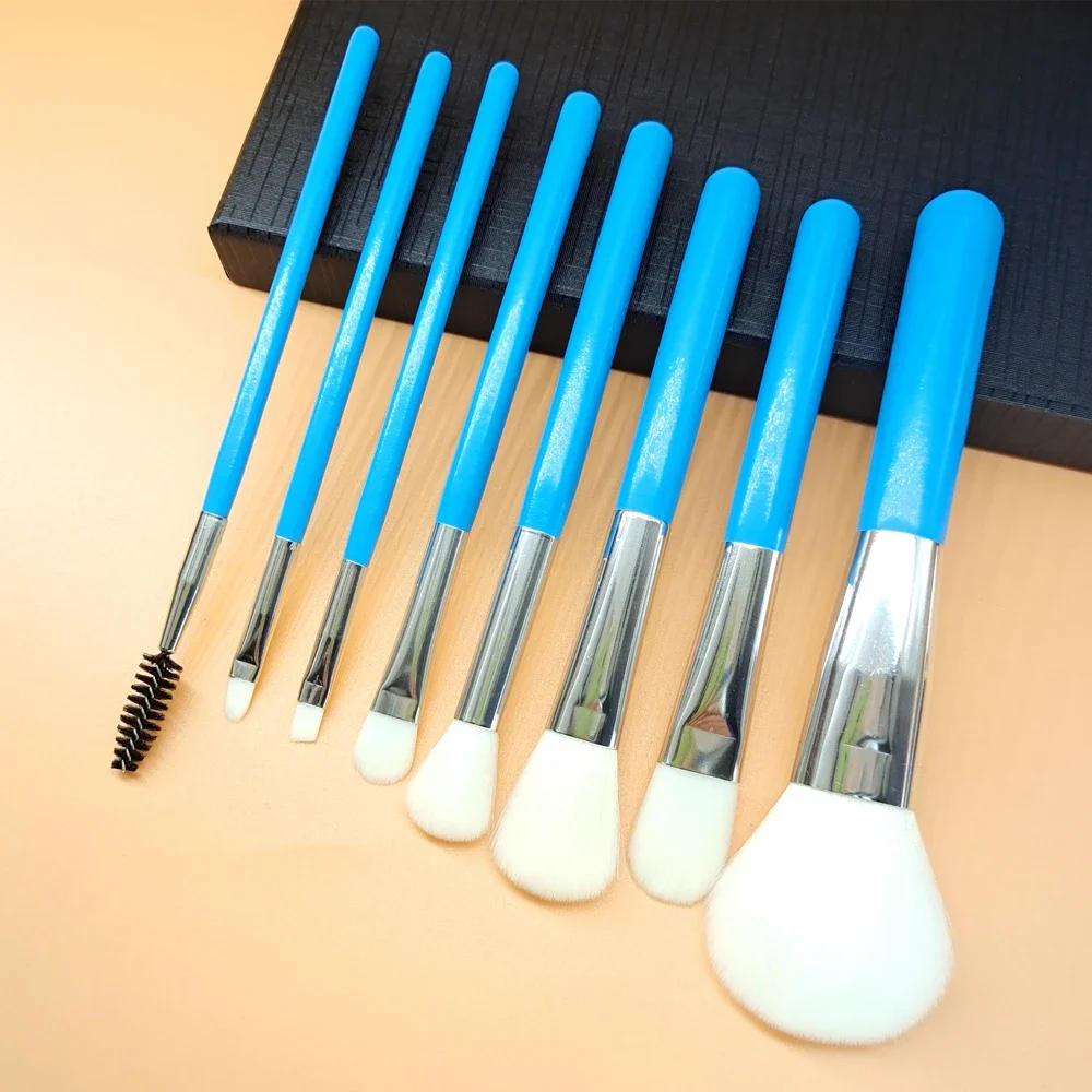 Description Picture 4 of itemBlue Makeup Brushes Set Cosmetic Brush Eyeshadow Eyebrow Eyelash Face Foundation Blush Lips Beauty Make Up Tools and Powder Puff