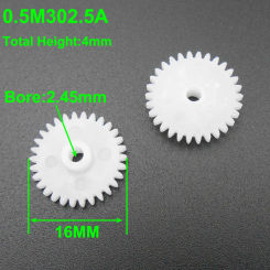 500Pcs/Lot 0.5M 0.5 Modulus 30T 2.5A Plastic Spur Gear Pinion 30 Teeth Bore Aperture 2.5MM 2.45MM 2.5A Tight Fit 4MMX16MM 302.5A