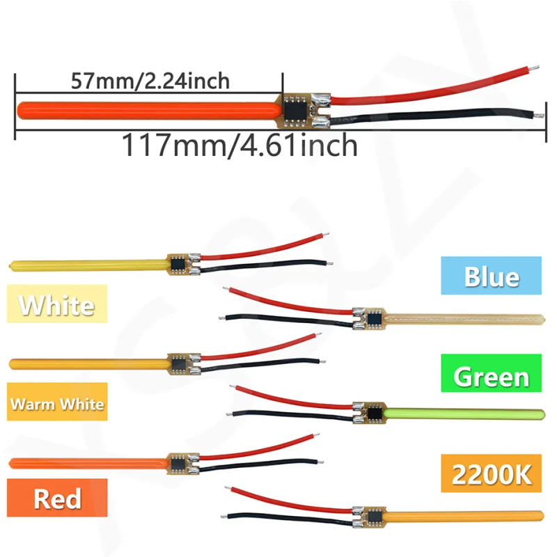 Description Picture 3 of itemLED COB Meteor Shower Flowing Water Lamp DC3V 117mm LED Filament Diode Incandescent Light Accessories Christmas Decor Light DIY
