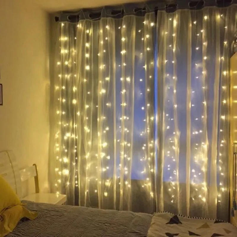 Description Picture 6 of itemUSB Remote Curtain LED Light String Bedroom Window Christmas Fairy Lgihts New Year 2025 Garland Lamp Holiday Wedding Decoration