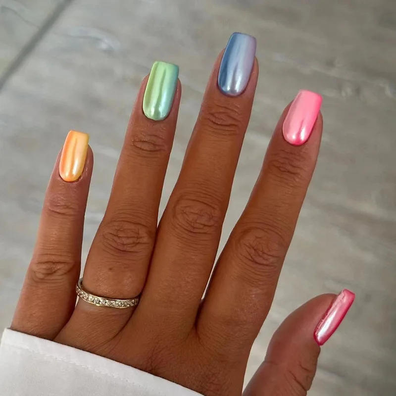Description Picture 6 of item24 Pcs Pride Day Rainbow Fake Nails with 1 Nail Glue and 1 Nail File