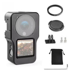 Fhx-39bd Metal frame For DJI Action 2 Aluminum Alloy Protective Case Rabbit Cage Anti Falling Sleeve Camera Adapter+Lens Cap