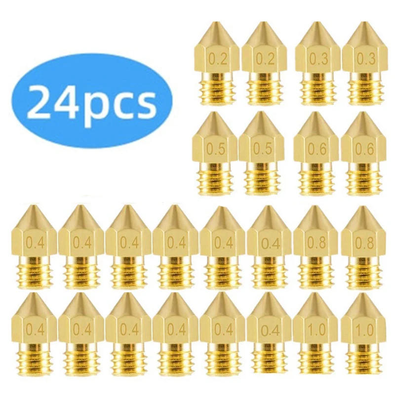 Description Picture 2 of item24pcs 3D Printer Extruder mk8 Nozzles 0.2 0.3 0.4 0.5 0.6 0.8 1.0 mm for Anet A8 Makerbot MK8 Creality CR-10 Ender 3 Ender 5