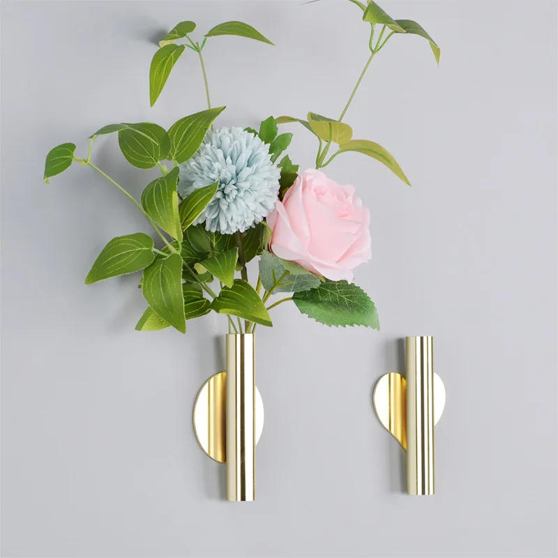 Description Picture 6 of itemWall Mount Flower Vase Tube Metal Plants Holder Rack Wall Hanging Flowerpot Wedding Decoration For Living Room Vase Home Decor