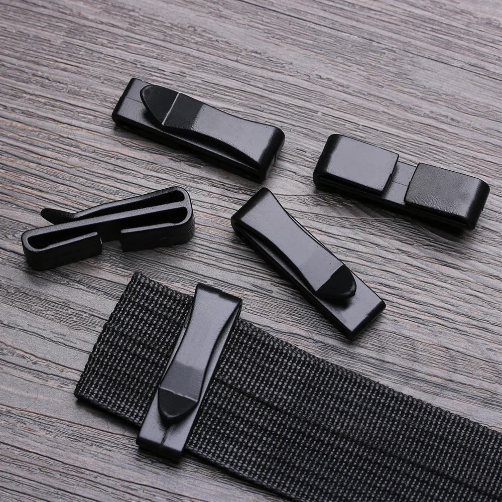 Description Picture 4 of item10pcs Slip Keeper Buckle Slider Loop Clip Adjustable for Outdoor Backpack Bag Belt Strap Webbing Plastic Black 20 25 32 38 50mm