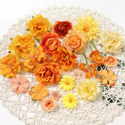 Artificial Orange Flowers Heads Silk Fake Flowers For Home Decor Party Wedding Decora DIY Valentine's Day Gifts Accessories