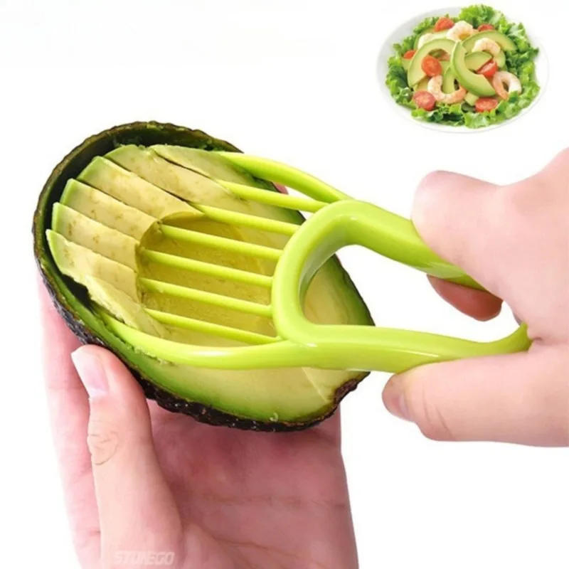 Description Picture 2 of item1PC 3 in 1 Avocado Slicer Shea Corer Butter Fruit Peeler Cutter Pulp Separator Plastic Knife Kitchen Vegetable Tools