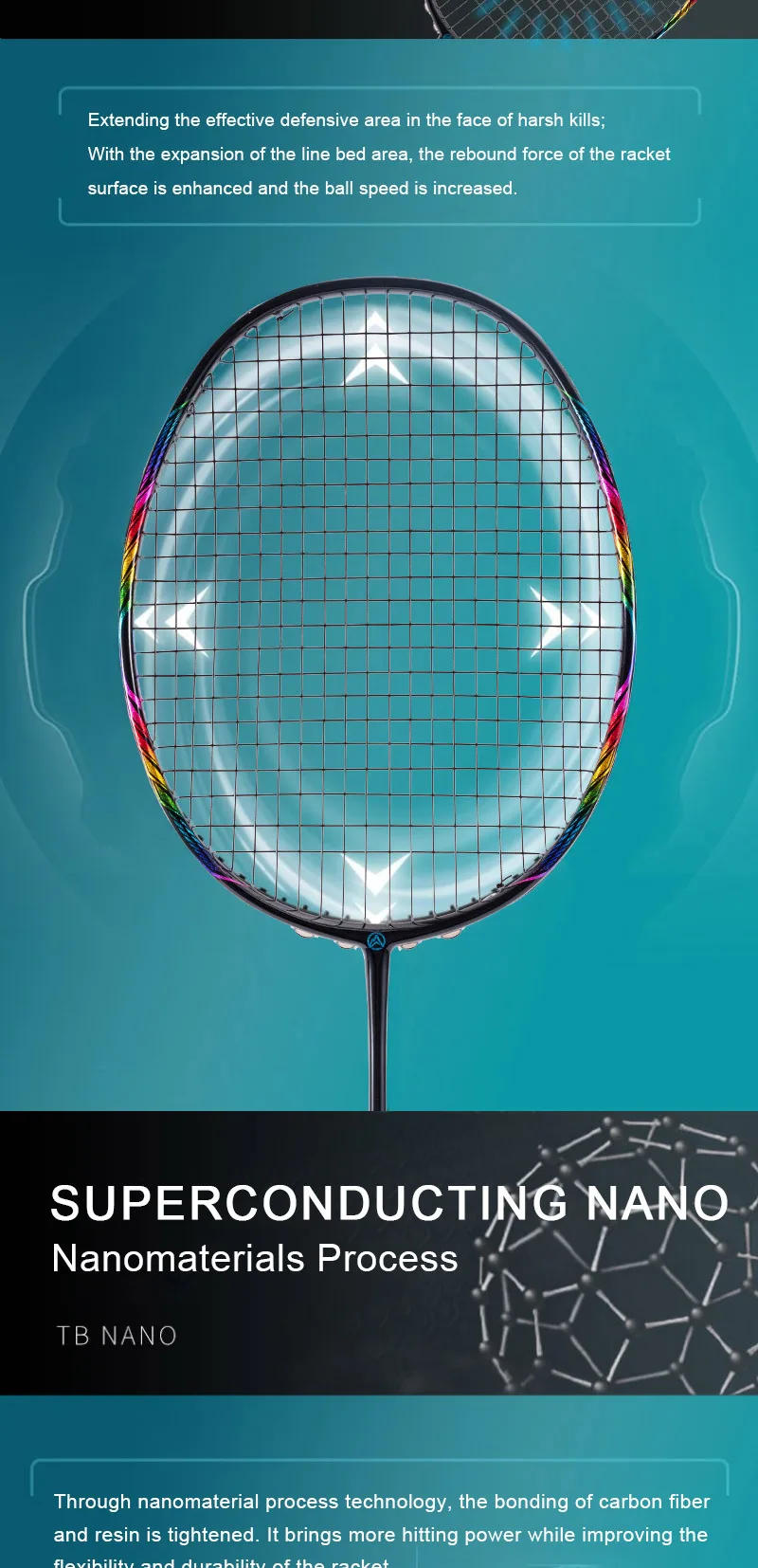 Description Picture 6 of itemALP BBQ 2.0 8U Badminton Racket 65g ultra-light Imported G5 T800 carbon fiber Rakets Professional Badminton Racket