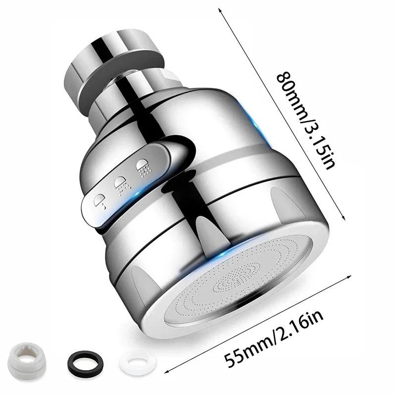 Description Picture 5 of itemStainless Steel Kitchen Faucet Aerator 360 Degree Swivel Adjustable 2/3 Mode Sprayer Filter Water Saving Nozzle Filter Faucet