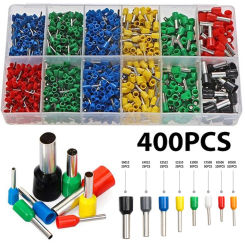 400pcs Wire Connect Insulated Connector Terminal Crimp Terminator Cold Pressed Insulated Termina E0508 7508 1008 1510 2512 4012