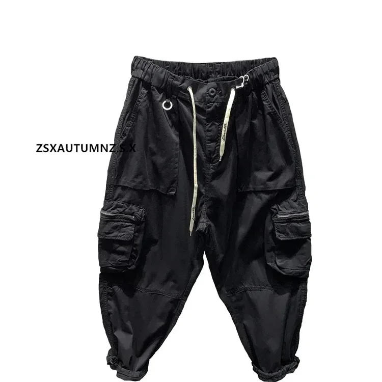 Description Picture 5 of itemPants Men's Summer Bunched Feet Draw Rope Overalls Spring New Fashion Streetwear Wide Leg Haren Pants Men Clothing Cargo Pants